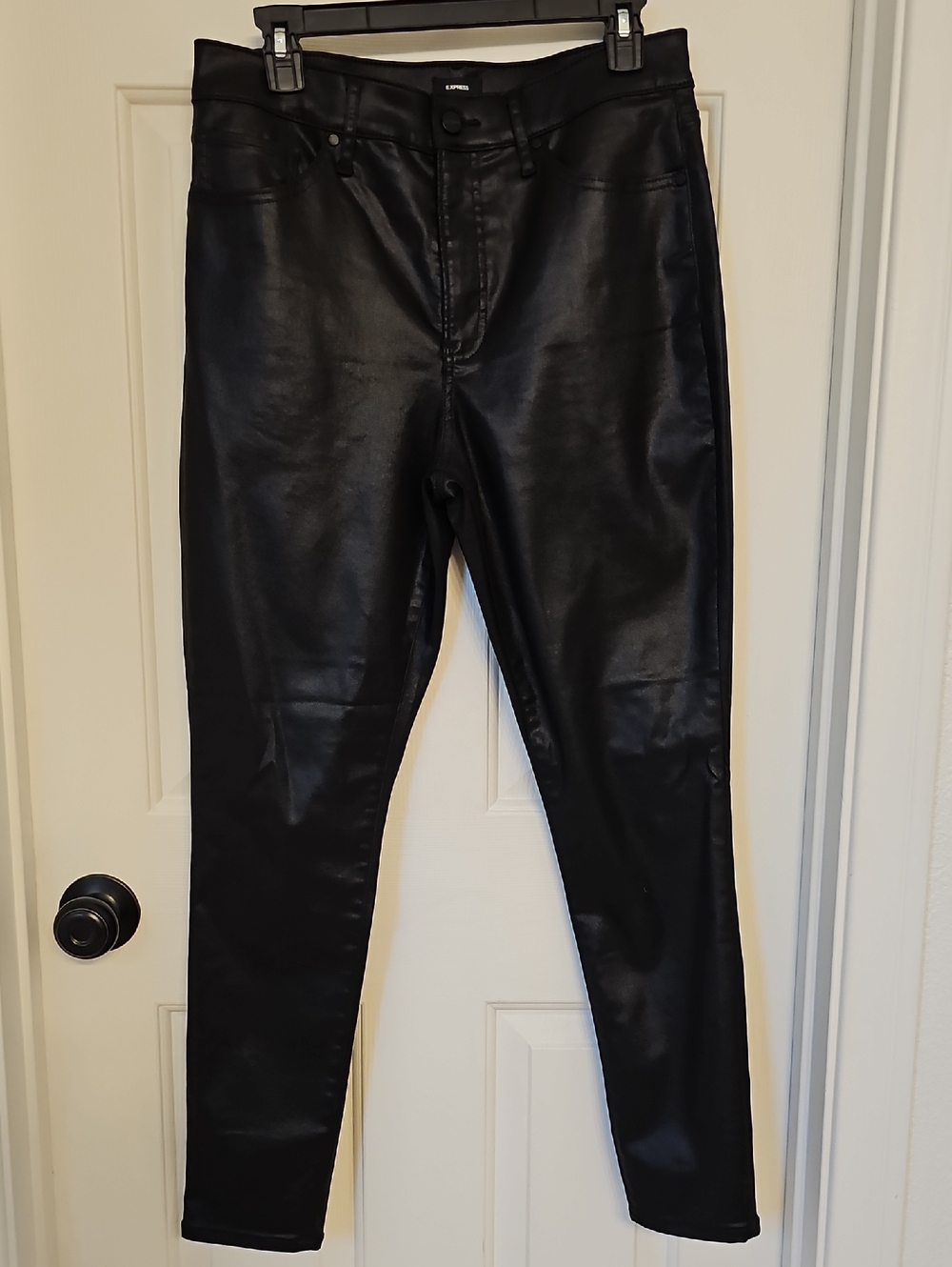 Express Black Faux Leather Skinny Jeans